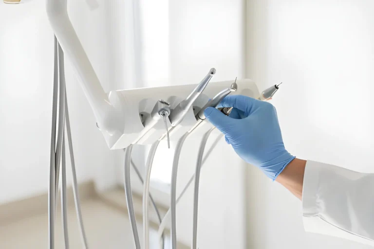 Dentist examining patient’s teeth during a routine dental checkup covered under insurance plan